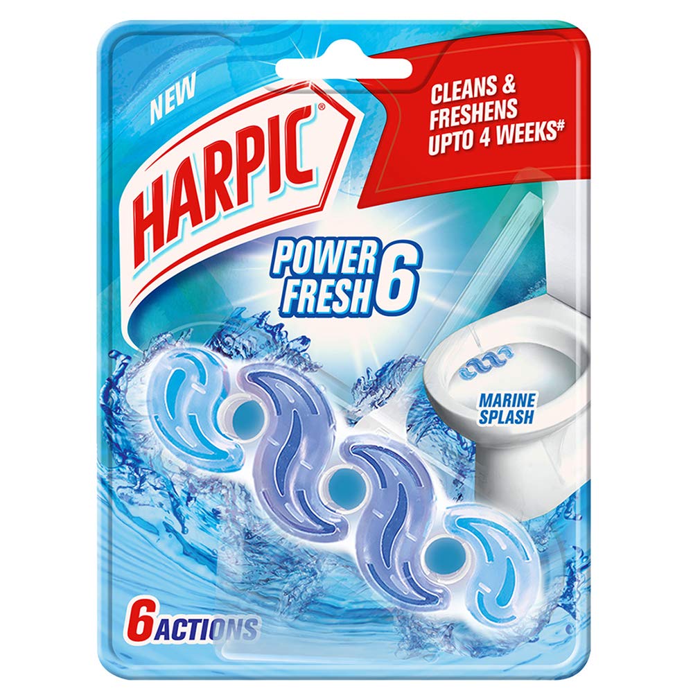 Harpic Power Fresh 6 Toilet Rim Block, Marine Splash - 35 g
