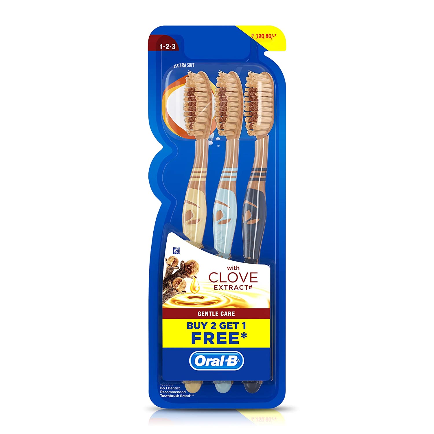 Oral-B Gentle Care Tooth Brush With Clove Extract, Extra Soft 1N (Buy 2 Get 1 Free)