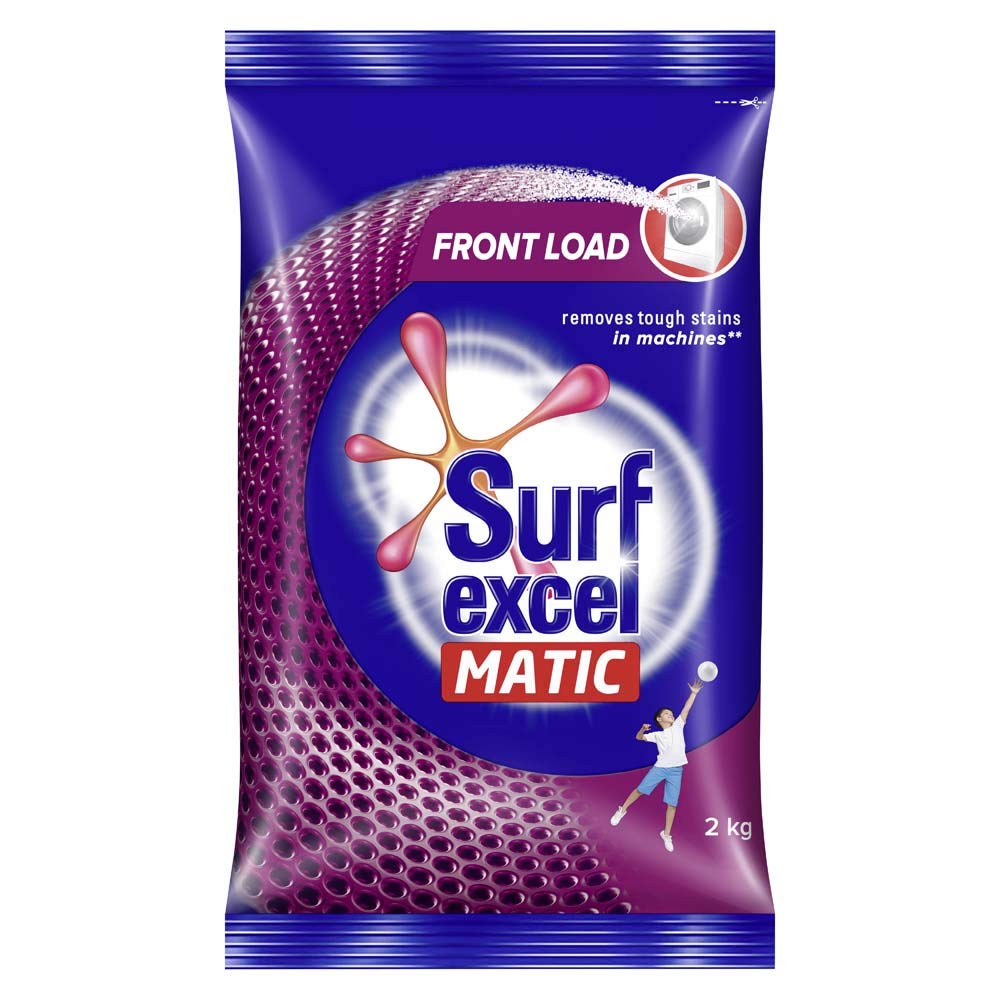 Surf Excel Matic Front Load Detergent Washing Powder, Specially Designed For Tough Stain Removal In Front Load Machines, 2Kg