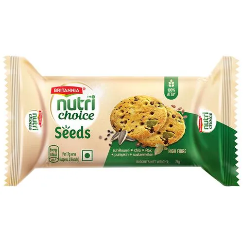Britannia Nutri Choice Seed Biscuits 0% Maida, High In Fibre, 75g