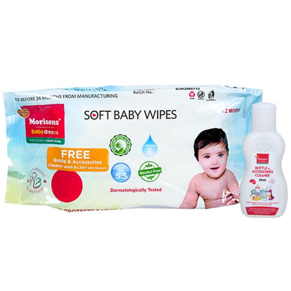 Product Information- Morrisons Soft Wipes are gentle enough for wiping baby’s face and hands. It contains Aloe Vera that helps to keep the skin of the baby, cool and soothing.