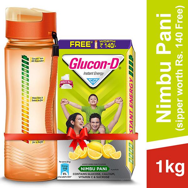 Glucon-D Nimbu Pani 1kg with Free Water Bottle