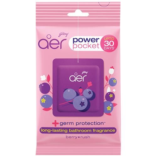 Godrej Aer Power Pocket - Long Lasting Bathroom Fragrance, Berry Rush, 10 g